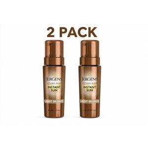 2-Pack Jergens Natural Glow Instant Sun Body Mousse Self Tanner Light Bronze 6oz